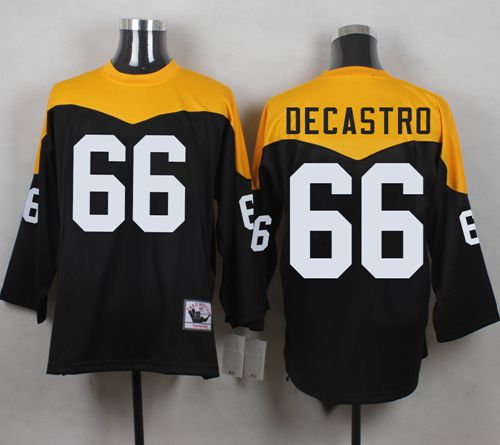 Mitchell And Ness 1967 Steelers #66 David DeCastro Black/Yelllow Throwback Men's Stitched NFL Jersey